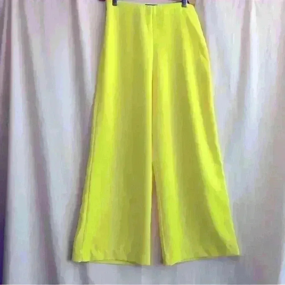 Women's Wide Leg Yellow Pants